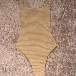 San Lorenzo Ribbed Beige Bodysuit